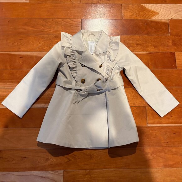 Girl's Tahari Ruffled Trench Coat Jacket 3T - Picture 1 of 5